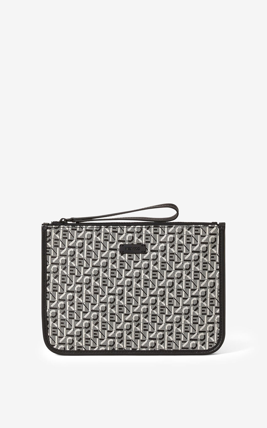 Kenzo Jacquard Courier Clutch Grey For Womens 7025MYANT